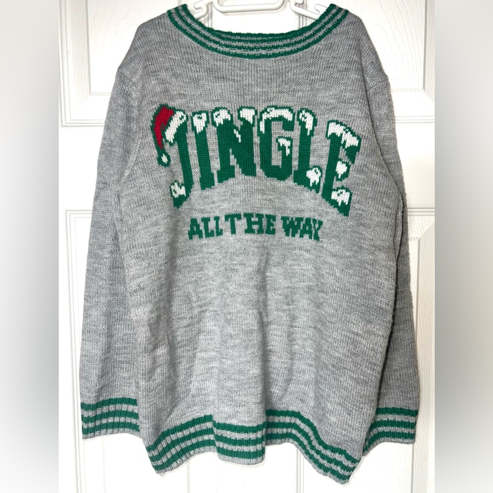 Kids Christmas Sweater Holiday Sweater Ugly Sweater Gray/Green Girls Boys Size 8